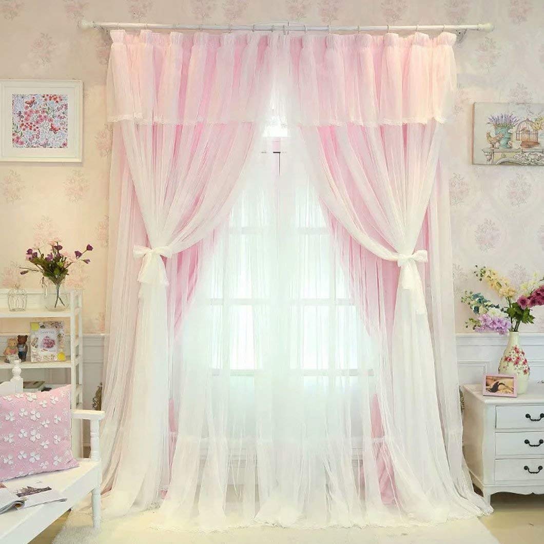 #遮光カーテン 2枚組 おしゃれ  カーテン かわいい 姫 リボン付き カーテン カーテン 遮光 2枚入 かわいい フェミニン ピンク グレー